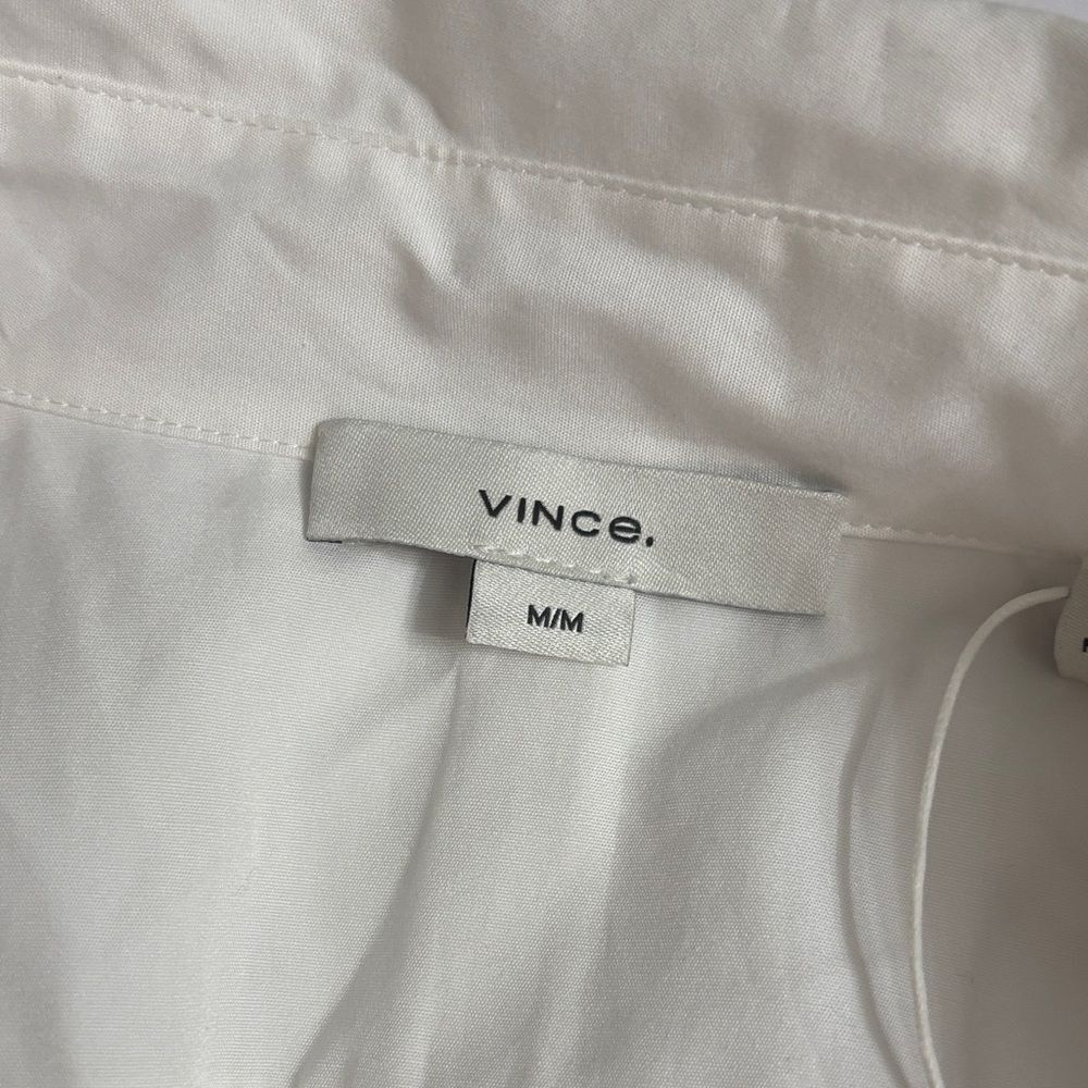 Vince White Button-Front Drawcord Ruched Shirt Dress M - Picture 8 of 11